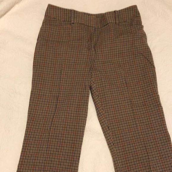 Danier cropped pants. Size 6. Brown based check pattern. - Picture 1 of 9